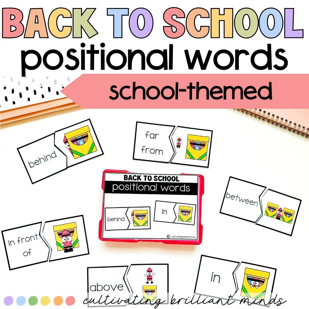 2 - Cultivating Brilliant Minds back to school position words activities