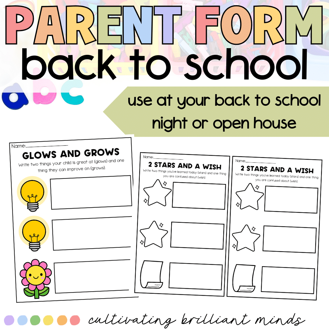 3 - Cultivating Brilliant Minds Back to school night parent forms