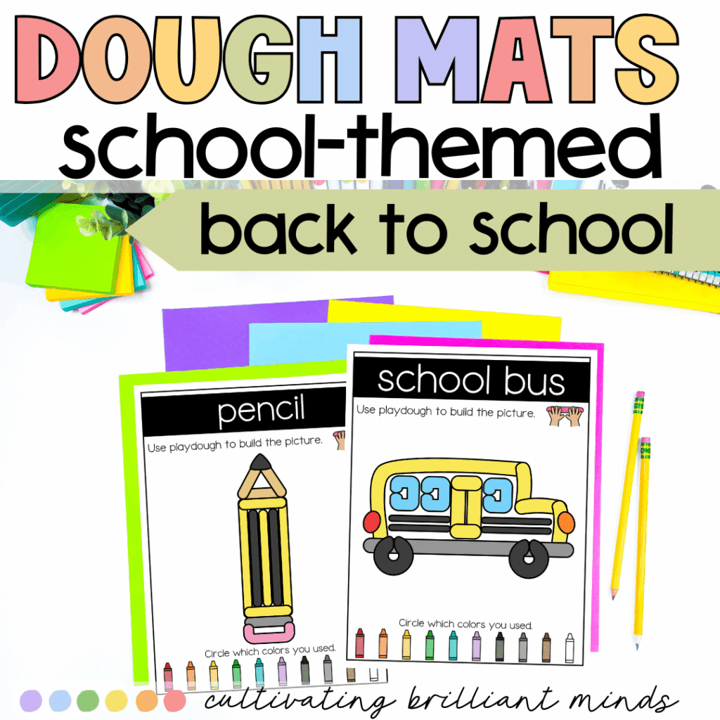 School themed play dough mats