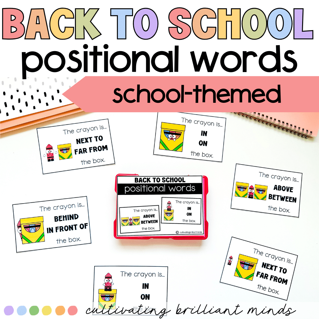 3 - Cultivating Brilliant Minds back to school position words activities