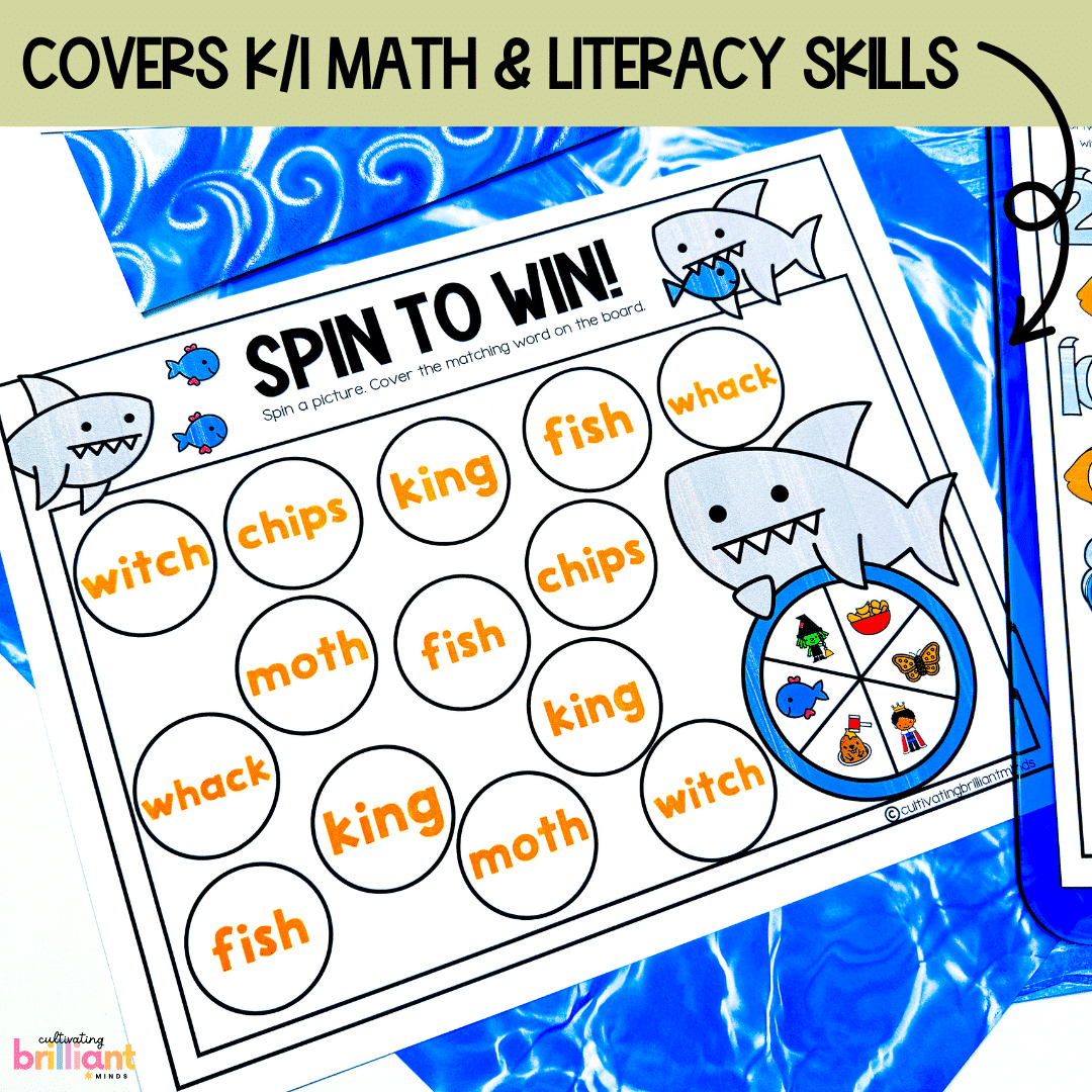 3 - Cultivating Brilliant Minds Sharks math and literacy center activities