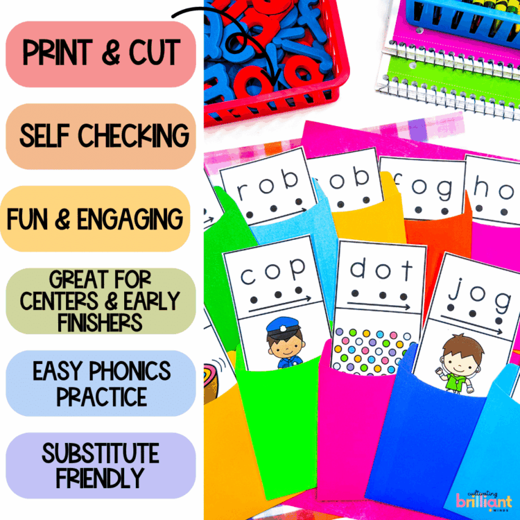 CVC Short O Mystery Words | Literacy Center | Self-Checking | Science ...