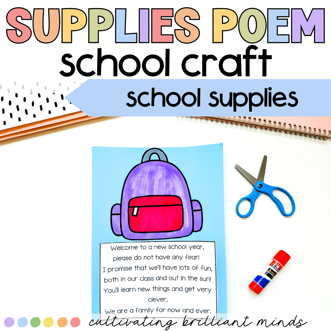 4 - Cultivating Brilliant Minds Back to school supplies poems