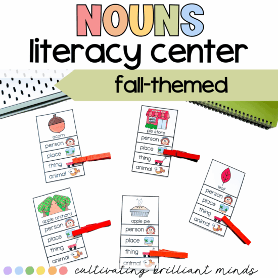 Nouns fall theme literacy center