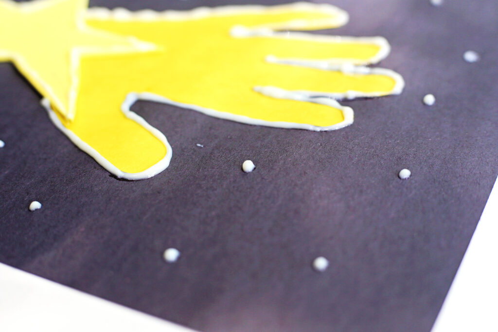 Add Glow in the Dark Dots - Cultivating Brilliant Minds shooting star handprint craft