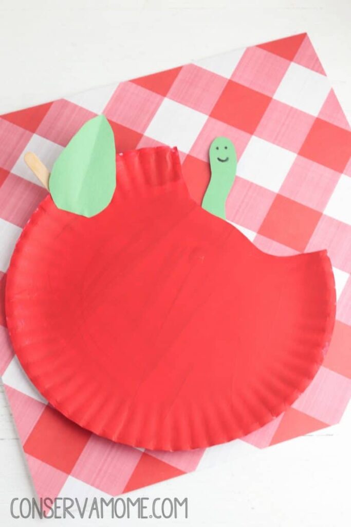 Apple with Worm Paper Plate Craft - Cultivating Brilliant Minds Apple with Worm Paper Plate Craft