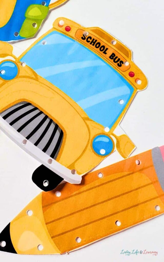 Back to School Lacing Cards - Cultivating Brilliant Minds Back to School Lacing Cards