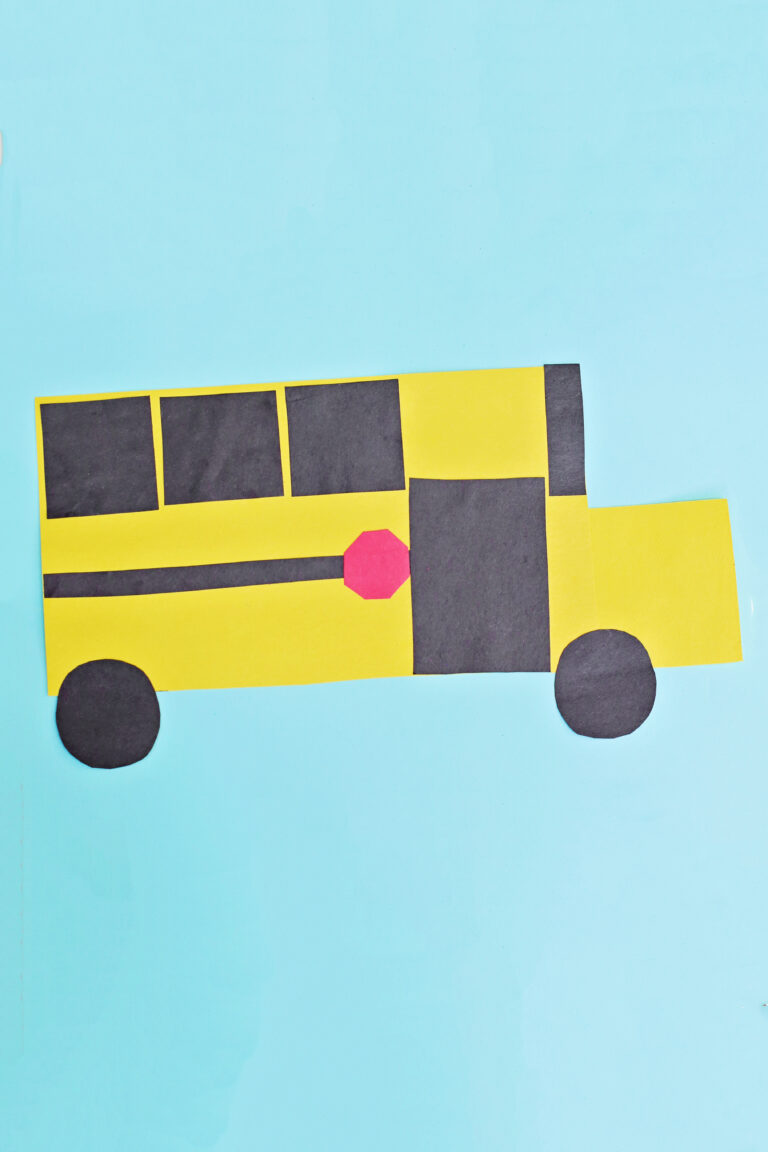a school bus craft made out of basic shapes