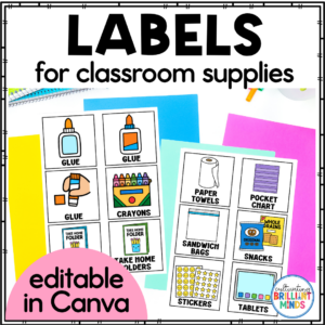 classroom bin labels for school supplies