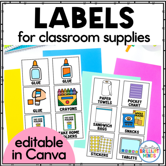 classroom bin labels for school supplies
