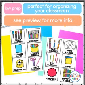classroom bin labels for school supplies