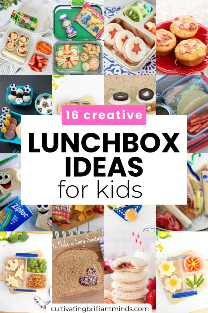 a collage of school lunchbox recipes for kids