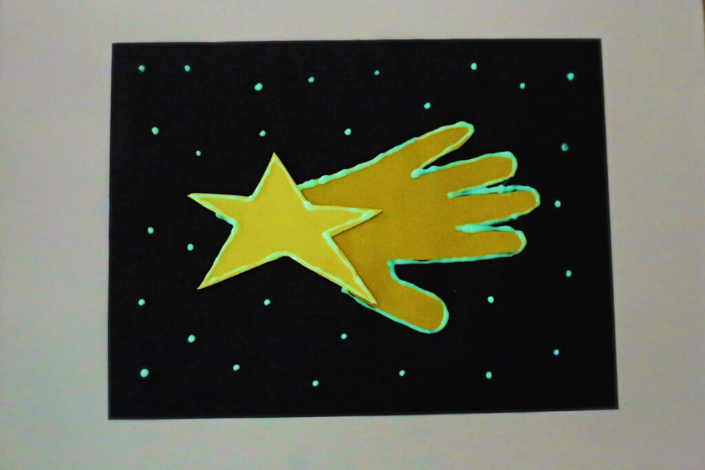 Glow in the Dark Handprint Shooting Star Final 4 - Cultivating Brilliant Minds glow in the dark shooting star handprint craft
