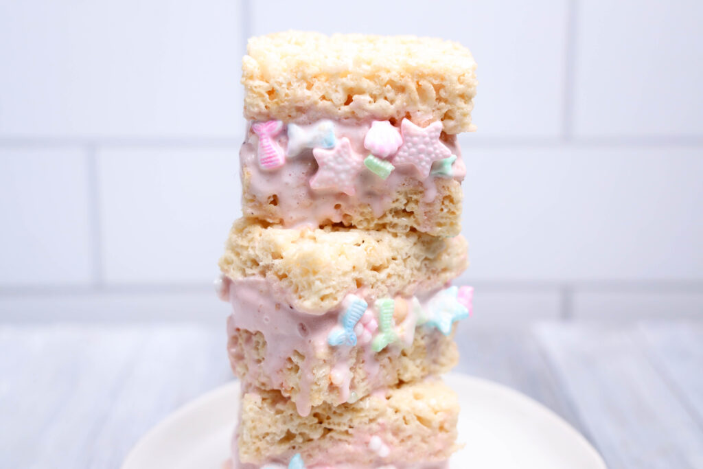 MermaidRKICSGray-11 - Cultivating Brilliant Minds rice krispies with ice cream in the middle and mermaid sprinkles