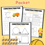 Pre-K Construction Packet - Cultivating Brilliant Minds construction themed worksheets to practice shapes, letters, and counting