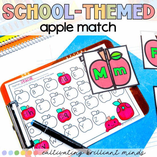 School themed apple match