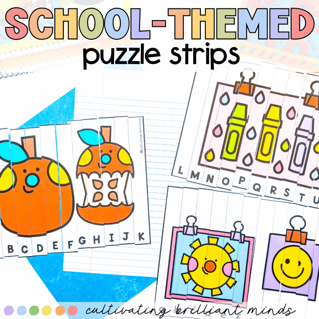 School themed puzzle strips