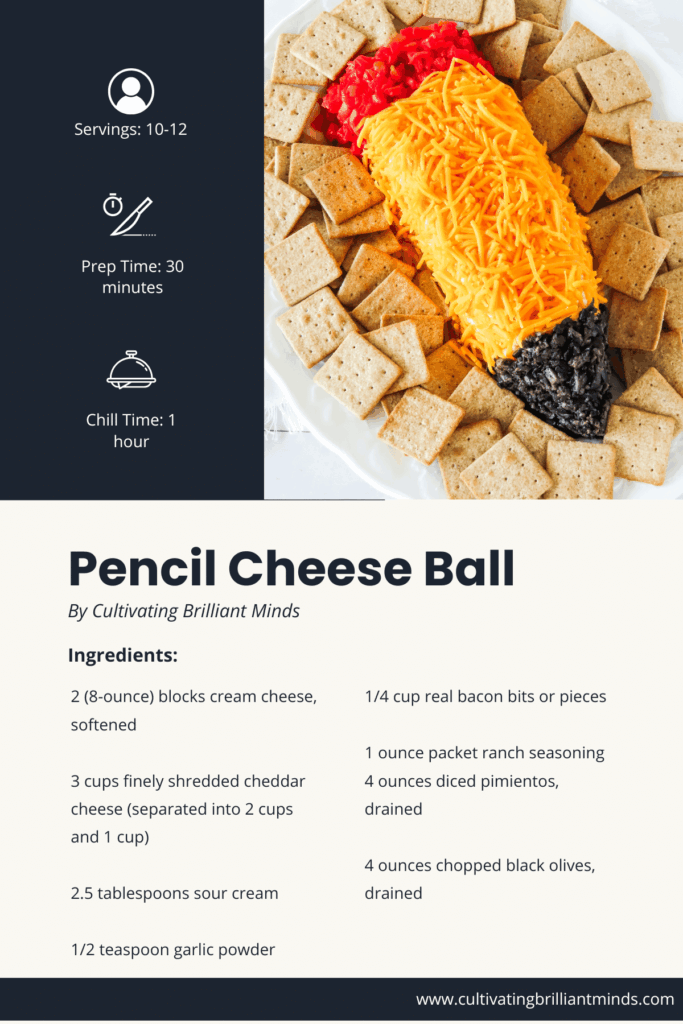 1 - Cultivating Brilliant Minds Pencil Cheese Ball Printable Recipe