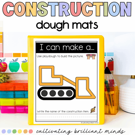 Construction items play dough mats