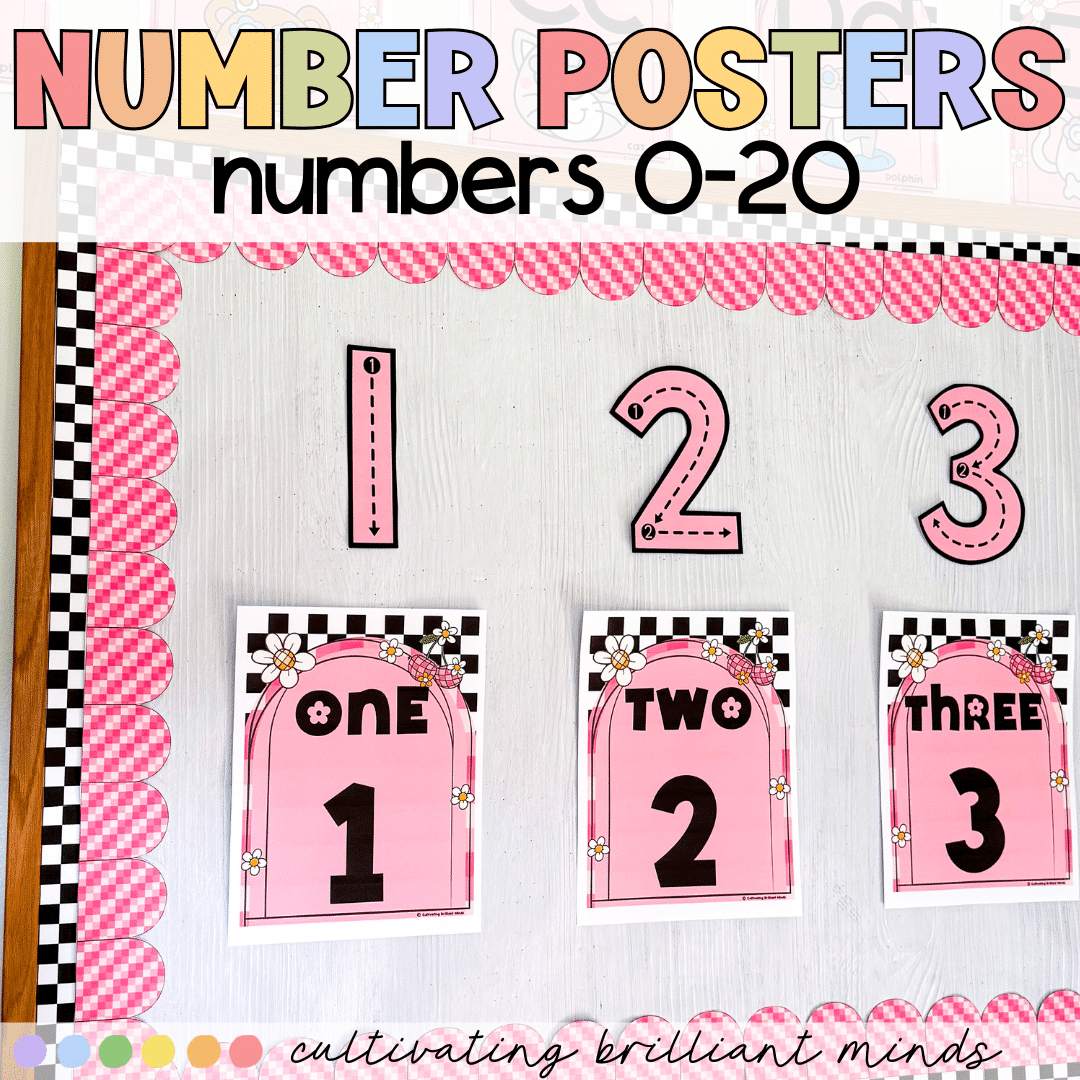 1 - Cultivating Brilliant Minds Number Posters with several color and font options