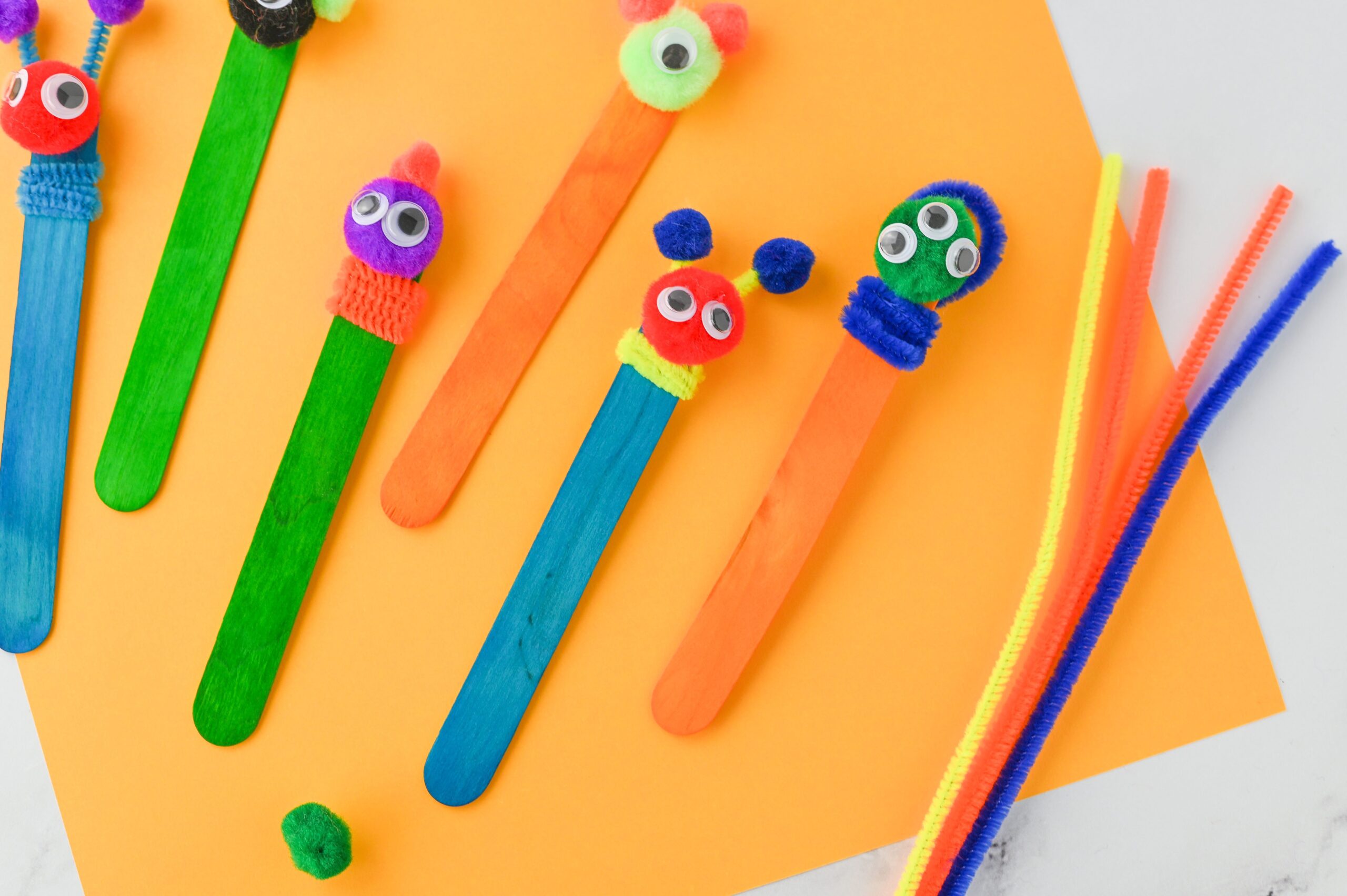 2monsterbookmark3 - Cultivating Brilliant Minds DIY Monster Bookmarks on orange construction paper