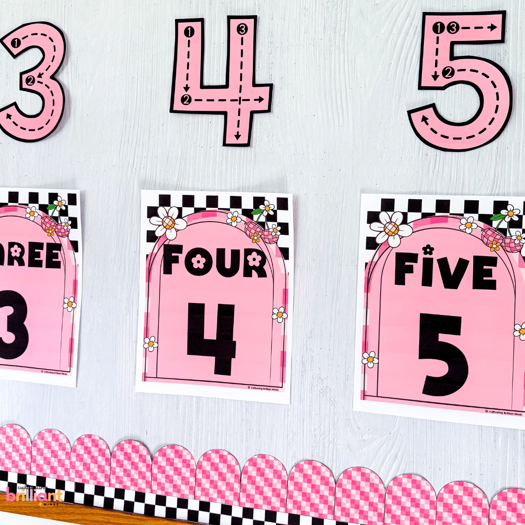 4 - Cultivating Brilliant Minds Number Posters with several color and font options