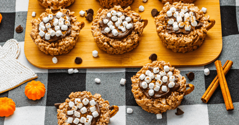 pumpkin spice hot cocoa rice krispie treats