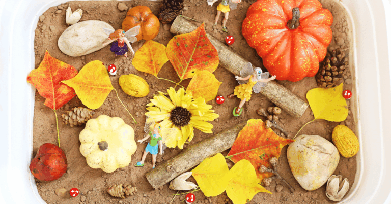 fall fairy garden sensory bin