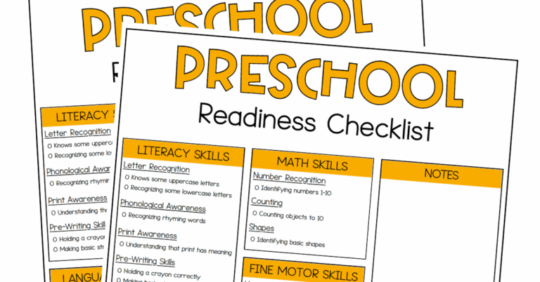 preschool readiness checklist