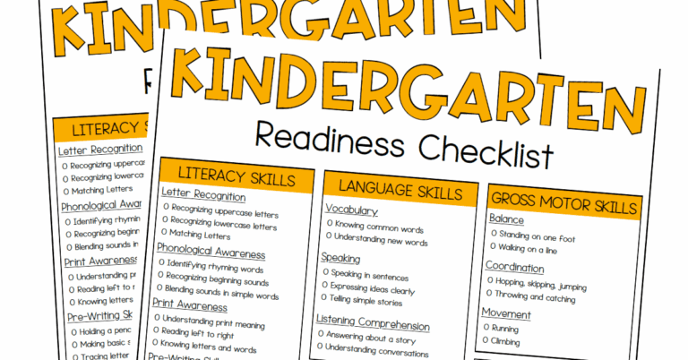 kindergarten readiness checklist