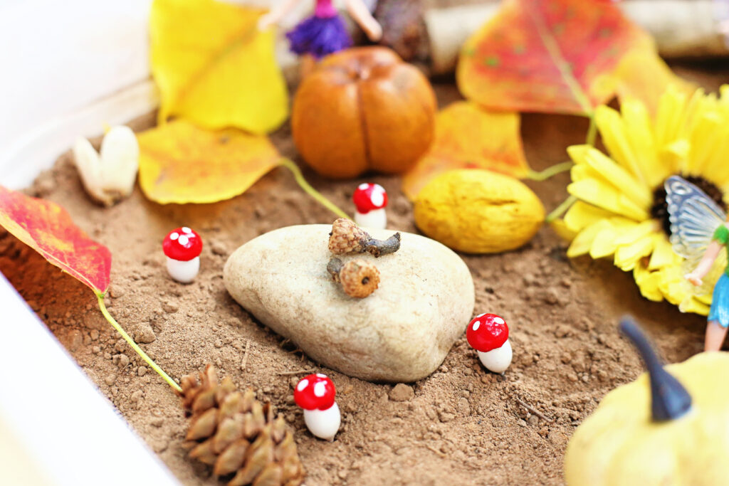 fall fairy garden sensory bin