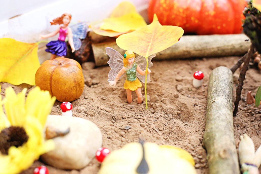 fall fairy garden sensory bin