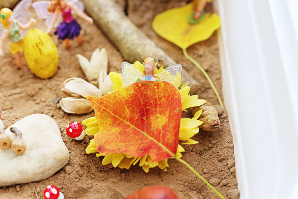 fall fairy garden sensory bin