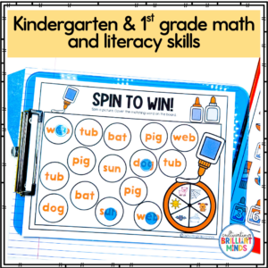 glue-themed board games that focus on math and literacy skills for first grade