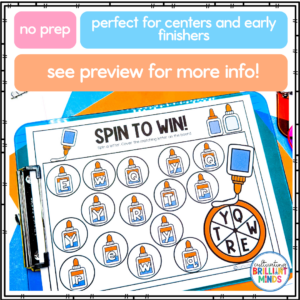 glue-themed board games that focus on math and literacy skills for first grade