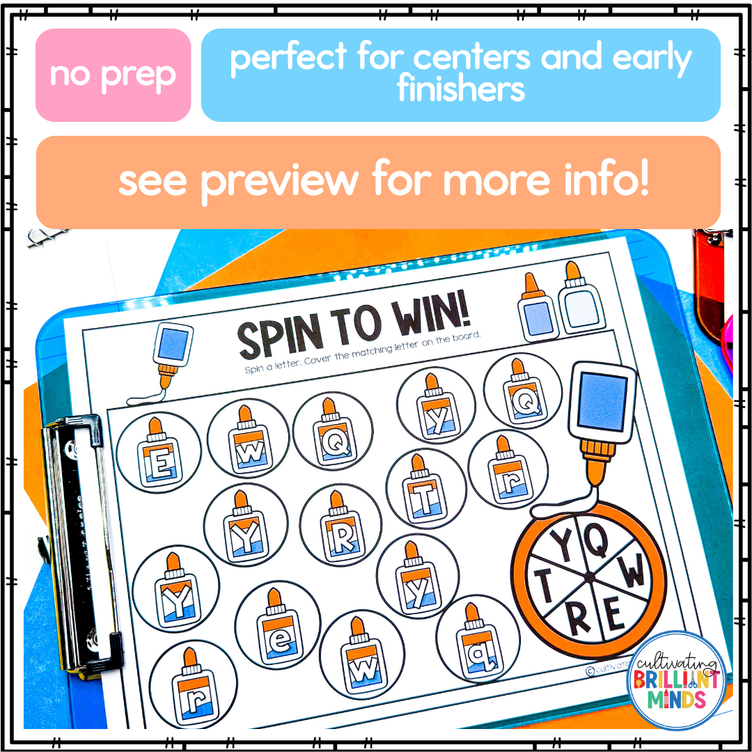 Glue Board Games - Cultivating Brilliant Minds glue-themed board games that focus on math and literacy skills for first grade
