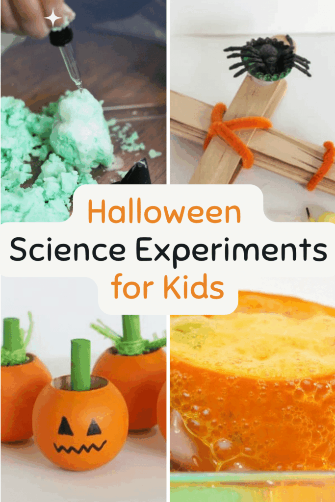 Halloween Science Experiments for Kids Pinterest - Cultivating Brilliant Minds 4 Halloween Science Experiments for Kids with text that reads "halloween science experiments for kids"