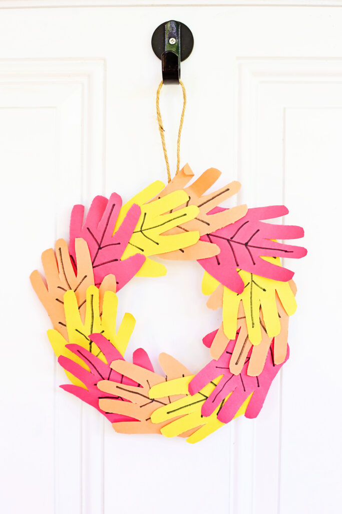 Handprint Fall Wreath Final 3 - Cultivating Brilliant Minds Handprint Fall Wreath Craft