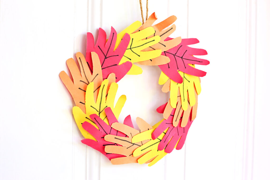 Handprint Fall Wreath Final 4 - Cultivating Brilliant Minds handprint fall wreath craft