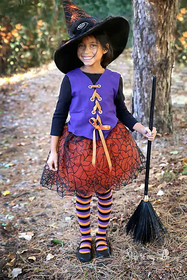 No Sew DIY Witch Costume - Cultivating Brilliant Minds witch diy halloween costume ideas for kids
