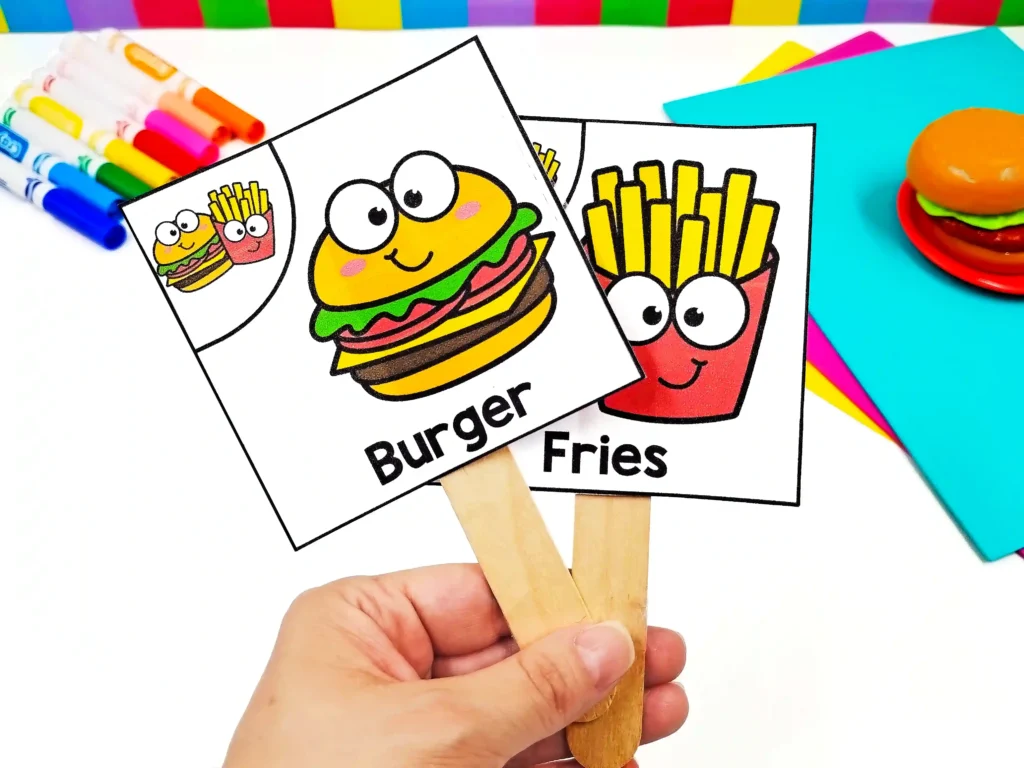 Food Pair Partner Cards of a burger and fries