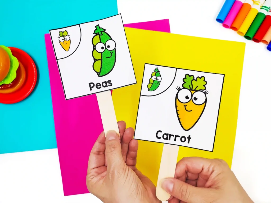 partner pairing cards of peas and a carrot