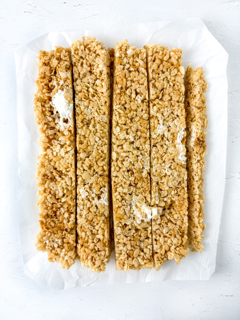 Pencil Rice Cereal Treats Inprocess7 - Cultivating Brilliant Minds cut into strips