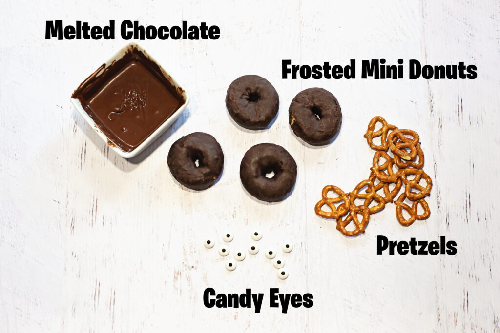 Spider Donuts Supplies with Words - Cultivating Brilliant Minds spider donuts recipe