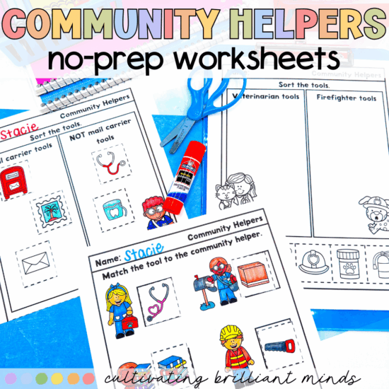 1 - Cultivating Brilliant Minds Community helpers cut and paste worksheets