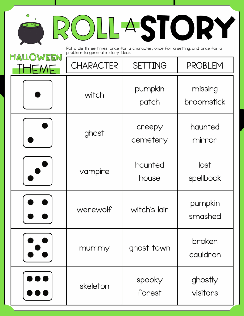 1 - Cultivating Brilliant Minds roll-a-story worksheet