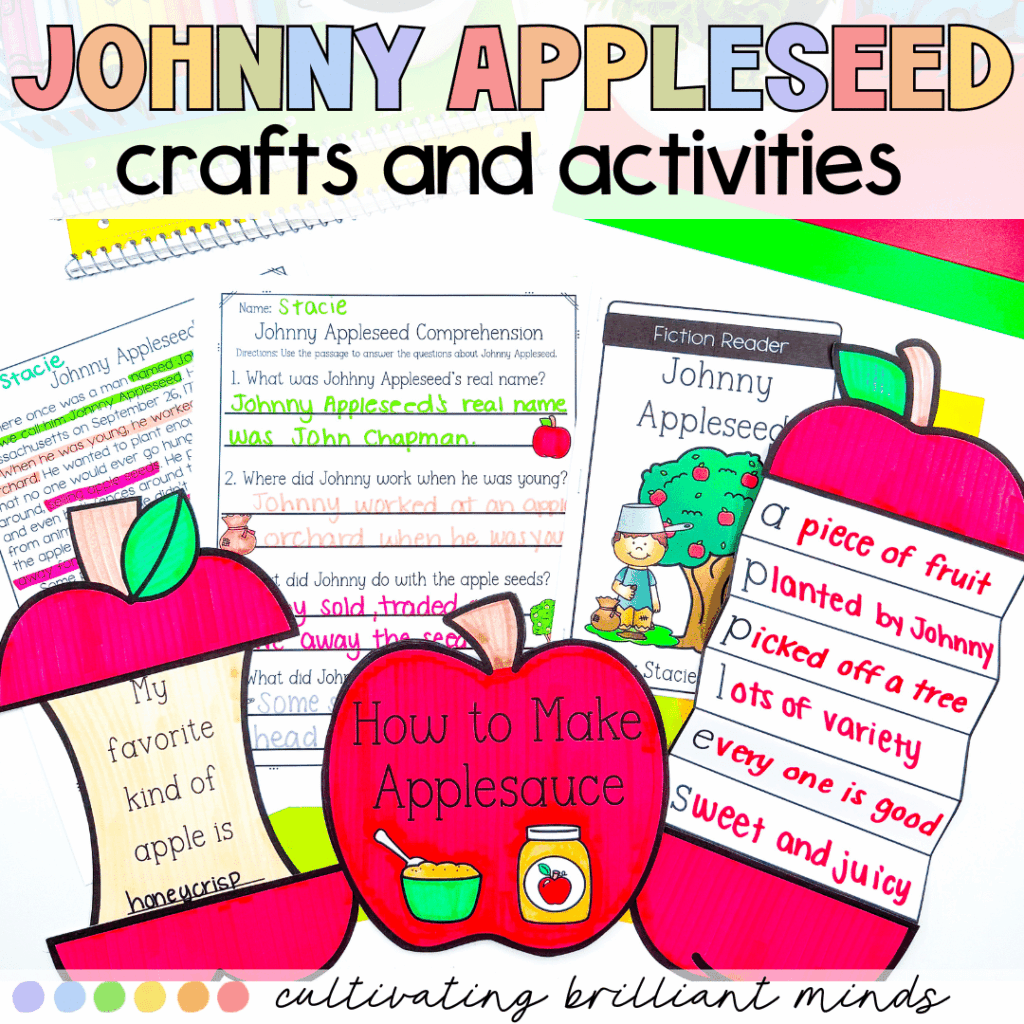 Johnny Appleseed literacy activities and crafts
