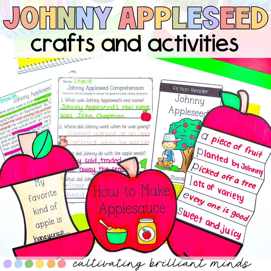 1 - Cultivating Brilliant Minds Johnny Appleseed literacy activities and crafts