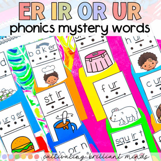 ER, IR, OR, and UR phonics mystery words