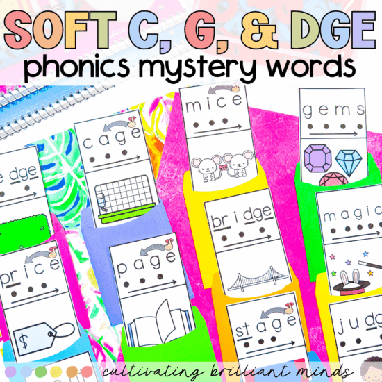 Soft C, G, and "DGE" phonics mystery words